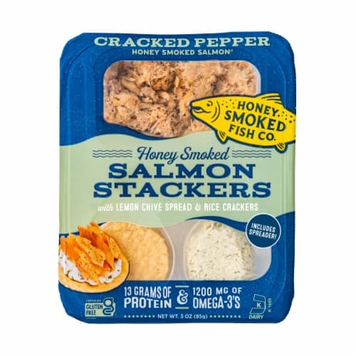 Honey Smoked Fish Cracked Pepper Salmon Stackers