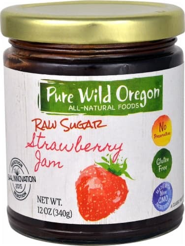 Pure Wild Oregon  Raw Sugar Jam Gluten Free   Strawberry