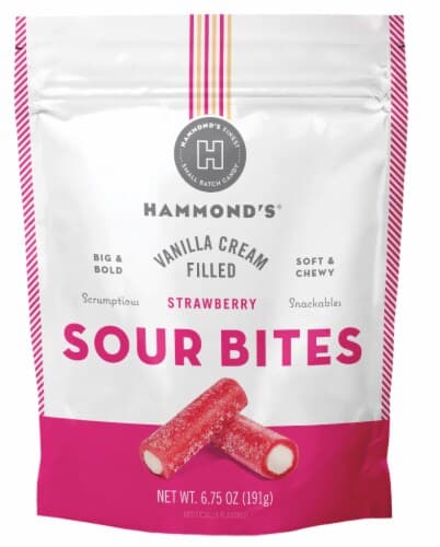 Hammond'S Vanilla Cream Filled Strawberry Sour Bites