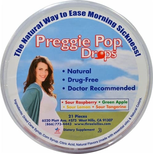 Three Lollies  Preggie Pop Drops   Sour Raspberry Green Apple Sour Lemon Sour Tangerine
