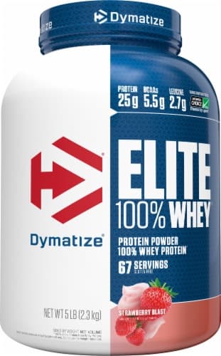 Dymatize Elite Strawberry Flavored 100% Whey Protein Powder