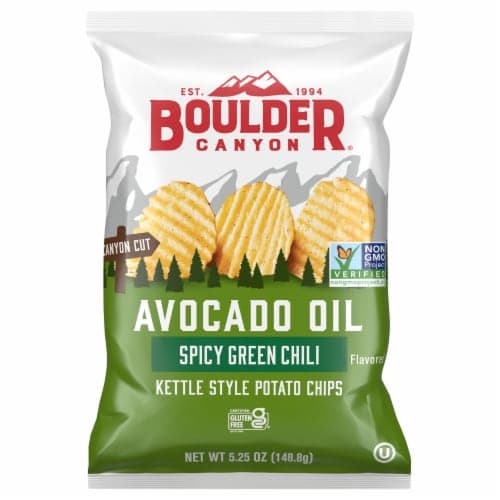 Boulder Canyon Avocado Oil Spicy Green Chili Kettle Potato Chips