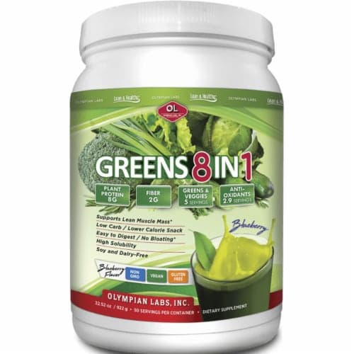 Olympian Labs Greens Protein 8 In 1 - Blueberry Flavor Pwdr