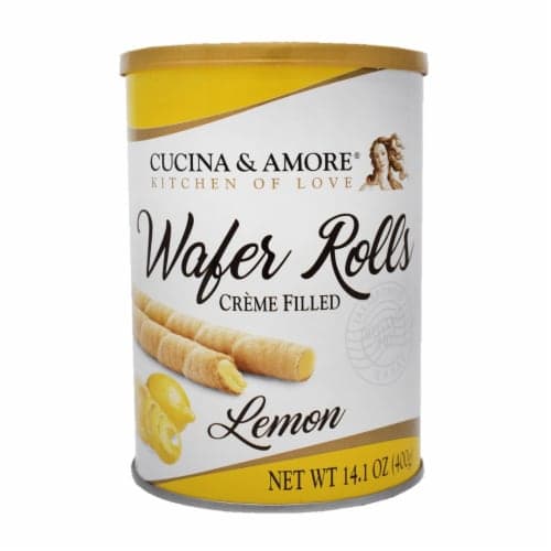 Cucina & Amore Creme Filled Lemon Wafer Rolls, Lemon, Creme Filled
