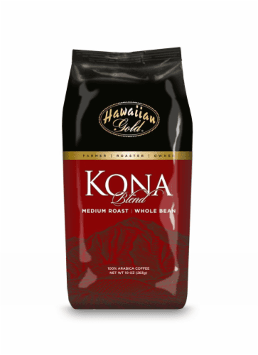 Hawaiian Gold Kona Blend Medium Roast Whole Bean Ground Coffee