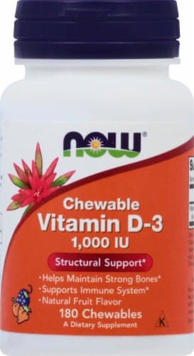 Now Foods Vitamin D-3 Chewable Natural Fruit Flavor Tablets 1000Iu