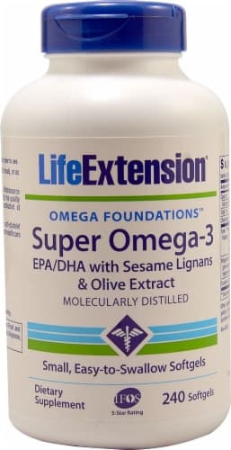 Life Extension Super Omega-3 Epa/Dha With Sesame Lignans & Olive Extract 240 Softgels