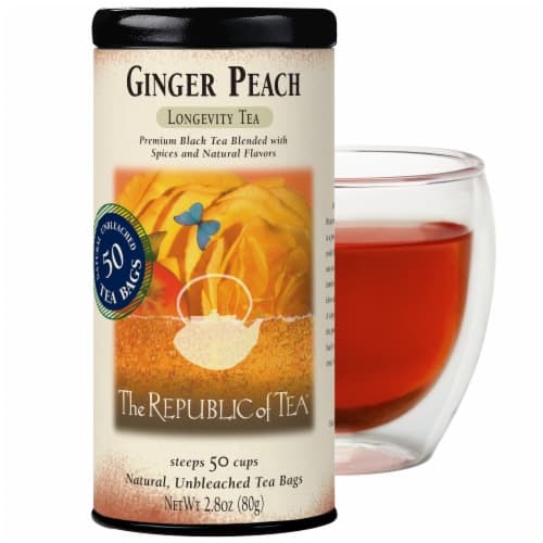 The Republic Of Tea Black Tea Bags Longevity Ginger Peach