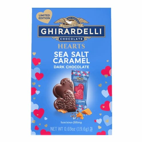 Ghirarfelli Sea Salt Caramel Dark Chocolate Duet Hearts Valentine'S Candy