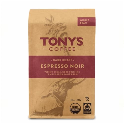 Tony'S Coffee Espresso Noir Dark Roast Organic Whole Bean Coffee