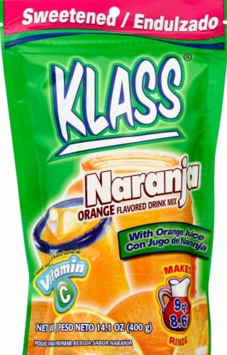 Klass Drink Mix, Sweetened, Orange Flavored
