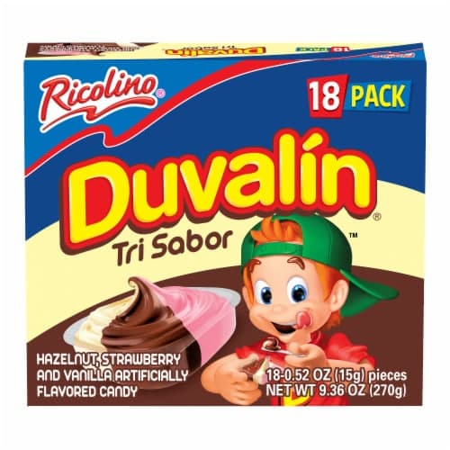 Ricolino Duvalin Tri Sabor Hazelnut Strawberry And Vanilla Candy
