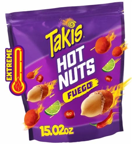 Takis Fuego Hot Nuts Resealable Hot Chili Pepper & Lime Double-Crunch Peanuts