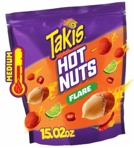 Takis Flare Hot Nuts Resealable Chili Pepper & Lime Double-Crunch Peanuts