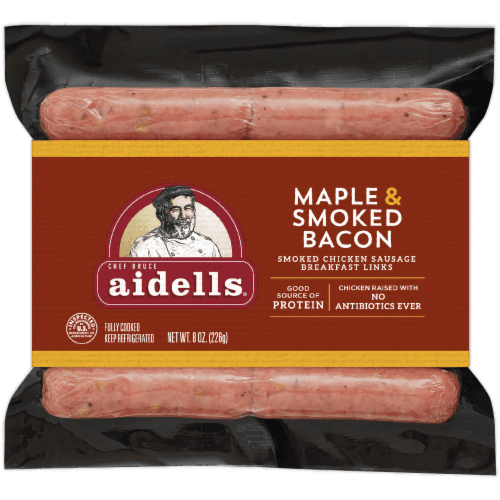 Aidells Maple & Smoked Bacon Smoked Chicken Sausage Breakfast Links