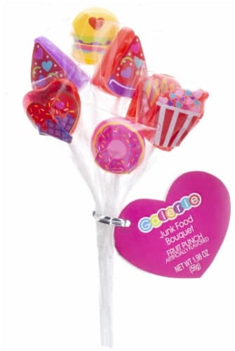 Galerie Fruit Punch Flavor Junk Food Lollipop Bouquet Valentine Candy