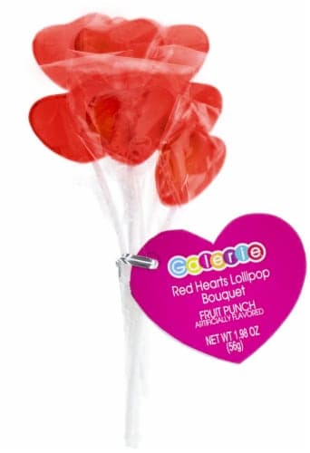 Galerie Fruit Punch Red Hearts Lollipops Bouquet Valentine Candy
