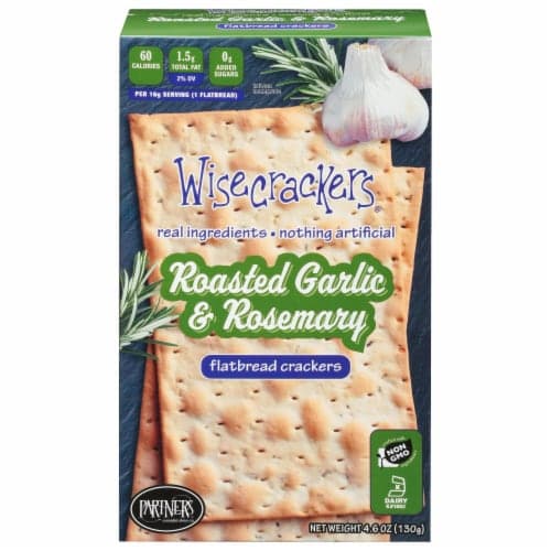 Wisecrackers Roasted Garlic & Rosemary Artisan Flatbread Crackers