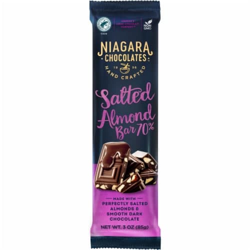 Niagara Chocolates 70% Dark Chocolate Salted Almond Bar