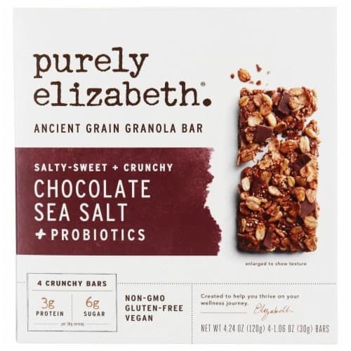 Purely Elizabeth Gluten Free Chocolate Sea Salt + Probiotics Ancient Grain Granola Bars