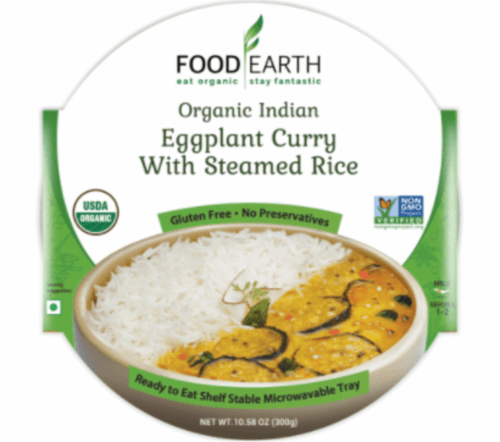 Food Earth Organic Indian Eggplant Curry With Steamed Rice