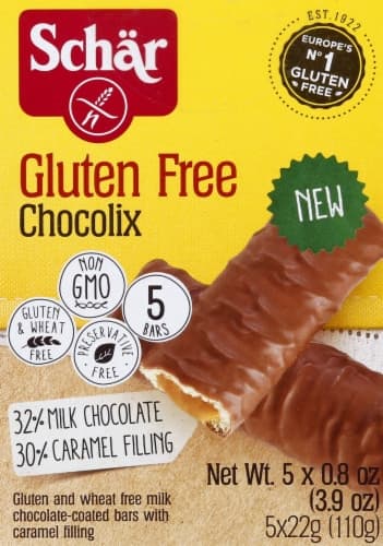 Schar Gluten Free Chocolix Milk Chocolate Coated Bars With Caramel Filling