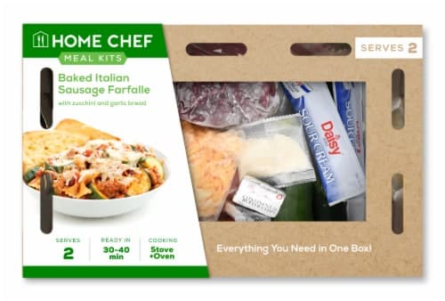 Home Chef Meal Kit Baked Italian Sausage Farfalle With Zucchini And Garlic Bread
