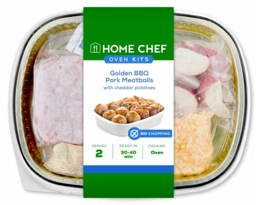 Home Chef Oven Kit Golden Bbq Pork Meatballs With Cheddar Potatoes