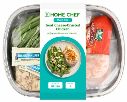 Home Chef Oven Kit Goat Cheese-Crusted Chicken With Green Beans And Almonds