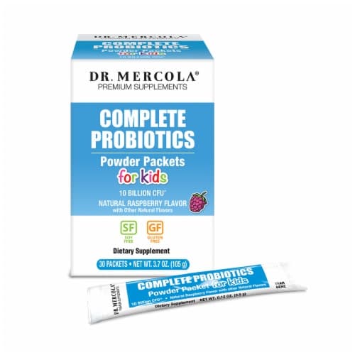 Mercola Natural Raspberry Flavored Complete Probiotics Powder Packets For Kids