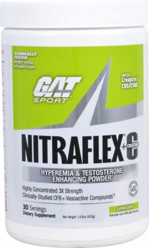 Gat Sport Nitraflex Lemon Lime Flavored Hyperemia & Testosterone Enhancing Powder