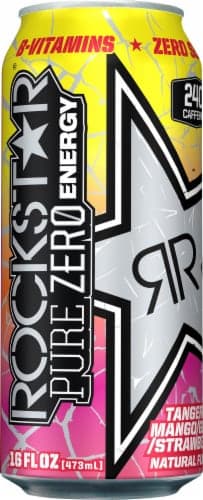Rockstar Pure Zero Tangerine Mango Guava Strawberry Flavored Energy Drink