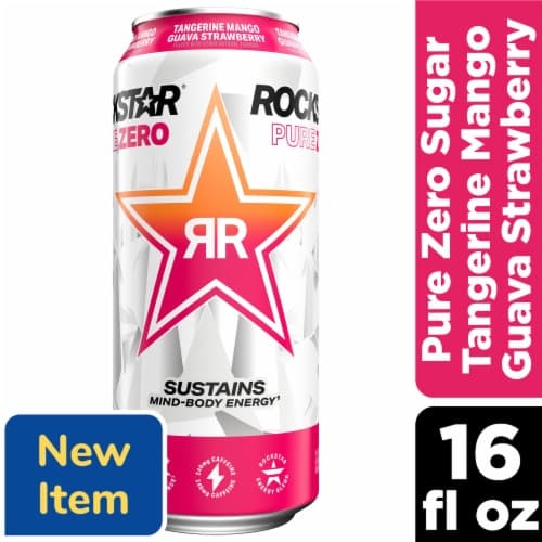 Rockstar Pure Zero Energy Drink Tangerine Mango Guava Strawberry