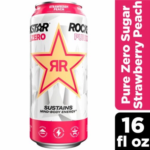 Rockstar Pure Strawberry Peach Zero Sugar Energy Drink