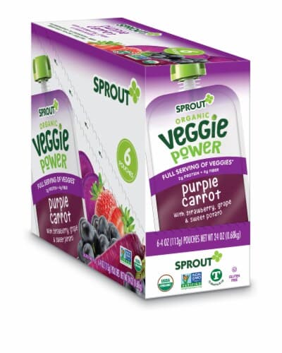 Sprout Organic Veggie Power Purple Carrot With Strawberry, Grape & Sweet Potato Baby Food