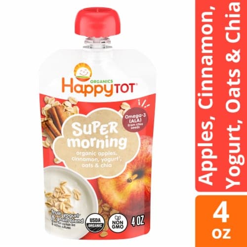 Happy Tot Organics Super Morning Stage 4 Apples Cinnamon Yogurt And Oats And Super Pouch