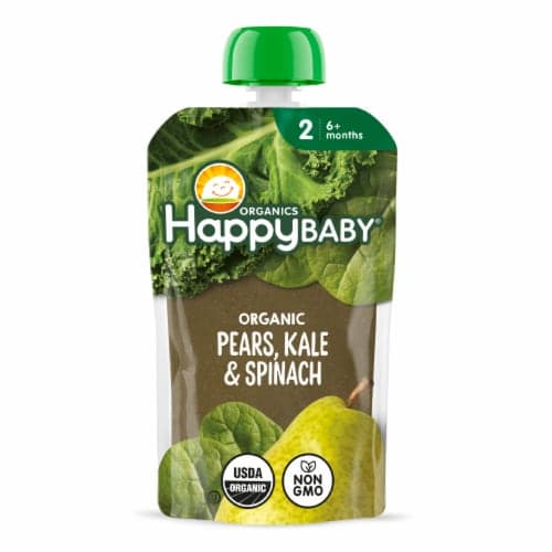 Happy Baby Organics Clearly Crafted Stage 2 Pears Kale And Spinach Pouch
