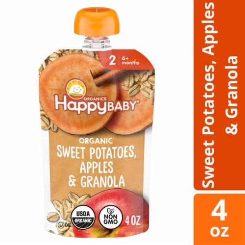 Happy Baby Organics Clearly Crafted Stage 2 Meals Apples Sweet Potatoes And Granola Pouch