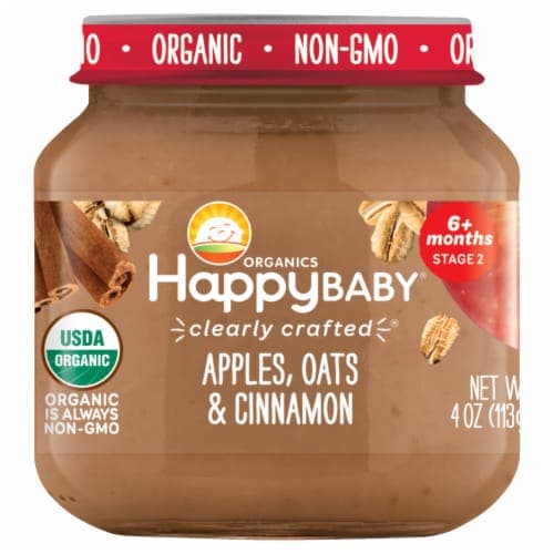 Happy Baby Organics Clearly Crafted Stage 2 Apples Oats And Cinnamon Jar