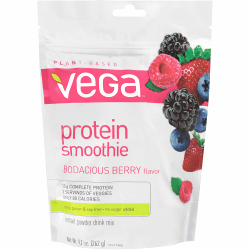 Vega Protein Smoothie Plant-Based Bodacious Berry Instant Powder Drink Mix