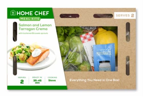 Home Chef Meal Kit Salmon And Lemon Tarragon Crema With Buttered Brussels Sprouts