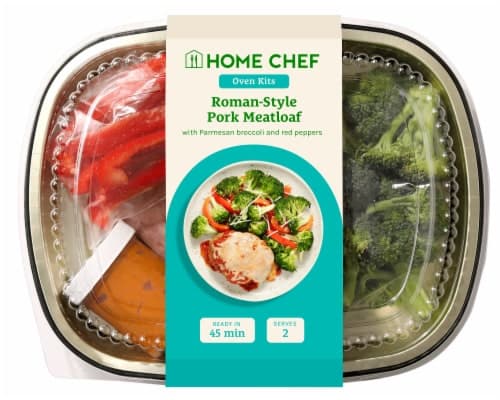 Home Chef Oven Kit Roman-Style Pork Meatloaf With Parmesan Broccoli And Red Peppers