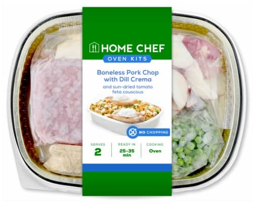 Home Chef Oven Kit Boneless Pork Chop With Dill Crema And Sun-Dried Tomato Feta Couscous