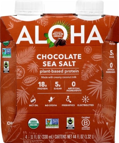 Aloha Organic Chocolate Sea Salt Plant-Based Protein Drinks
