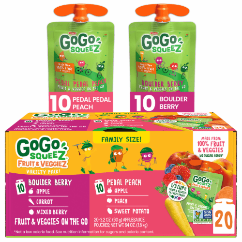 Gogo Squeez Berry & Pedal Pedal Peach Fruit & Veggies Variety Pack Pouches