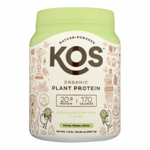 Kos Chocolate Chip Mint Flavor Plant Protein Powder