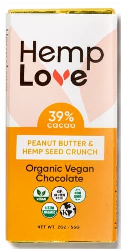Hemp Love Organic Peanut Butter & Hemp Seed Crunch Chocolate Bar