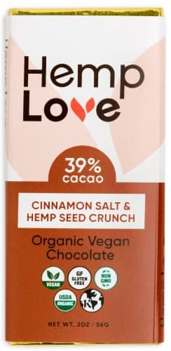 Hemp Love Organic Cinnamon Salt & Hemp Seed Crunch Chocolate Bar