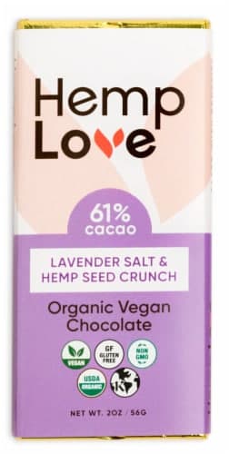 Hemp Love Organic Lavender Salt & Hemp Seed Crunch Chocolate Bar