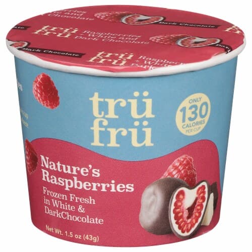 Tru Fru Nature'S Raspberries  Fresh In White & Dark Chocolate Single Serve